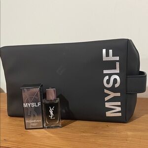☔️ YSL MYSLF ABSOLUTE Black Toiletry Bag with Silver MYSLF Logo